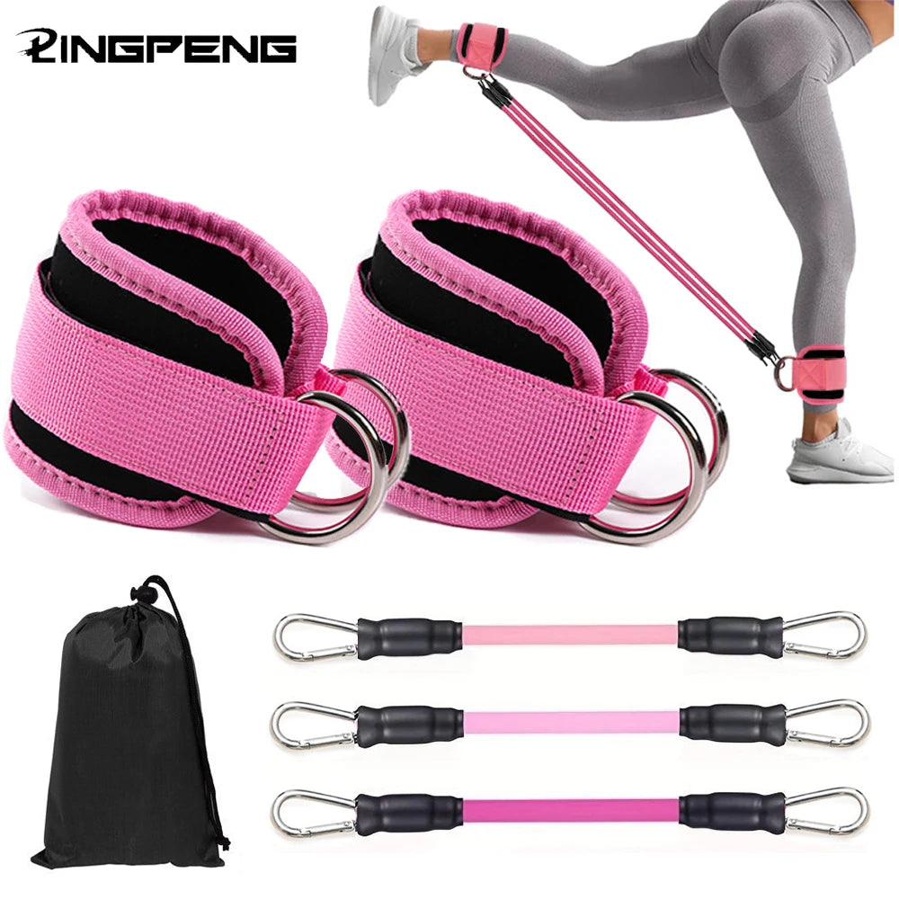 Sangles de Cheville avec Bandes Élastiques — Fessiers, Yoga & Gym