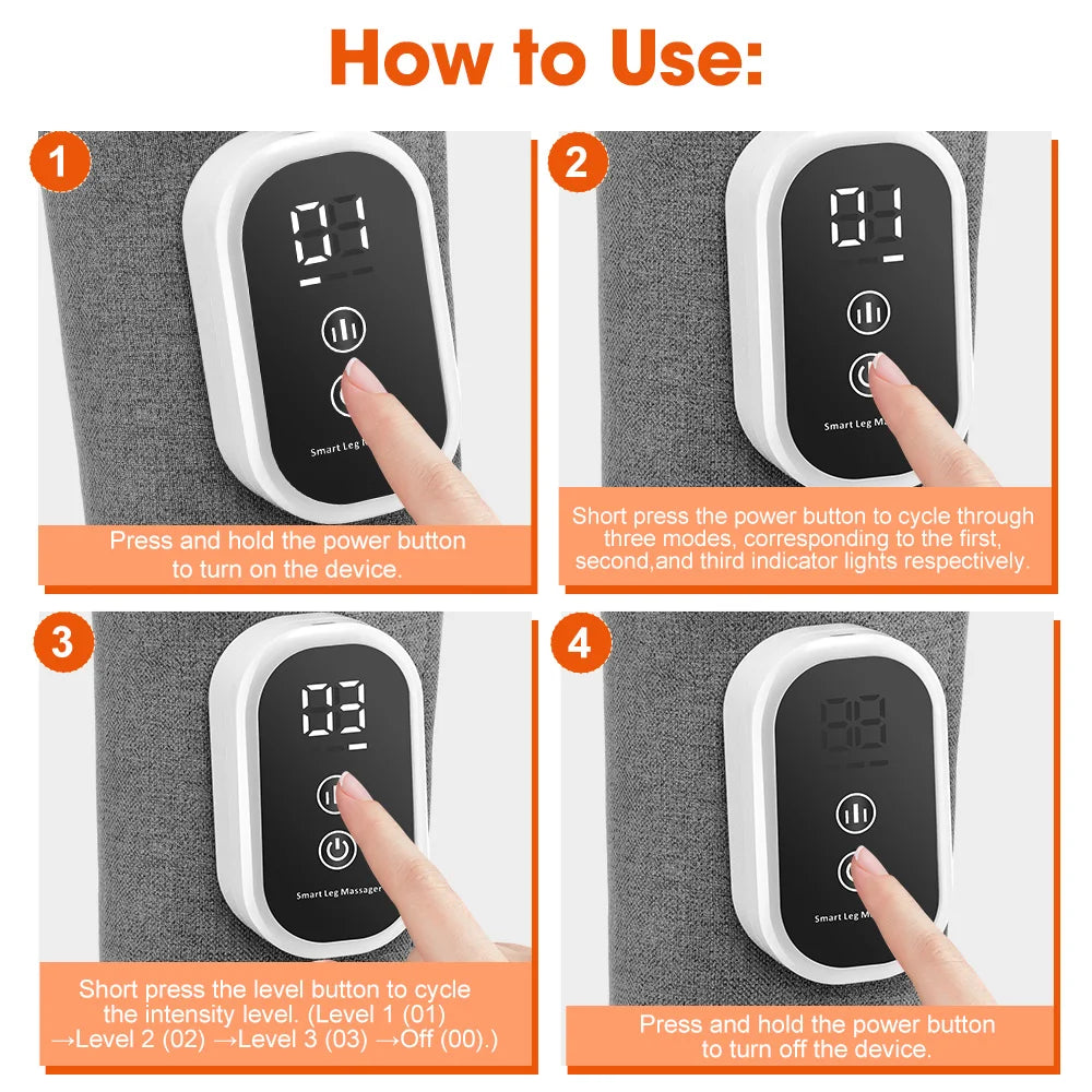Masseur de Mollets à Compression Air Hailicare — 3 Modes Électrique Anti-Fatigue