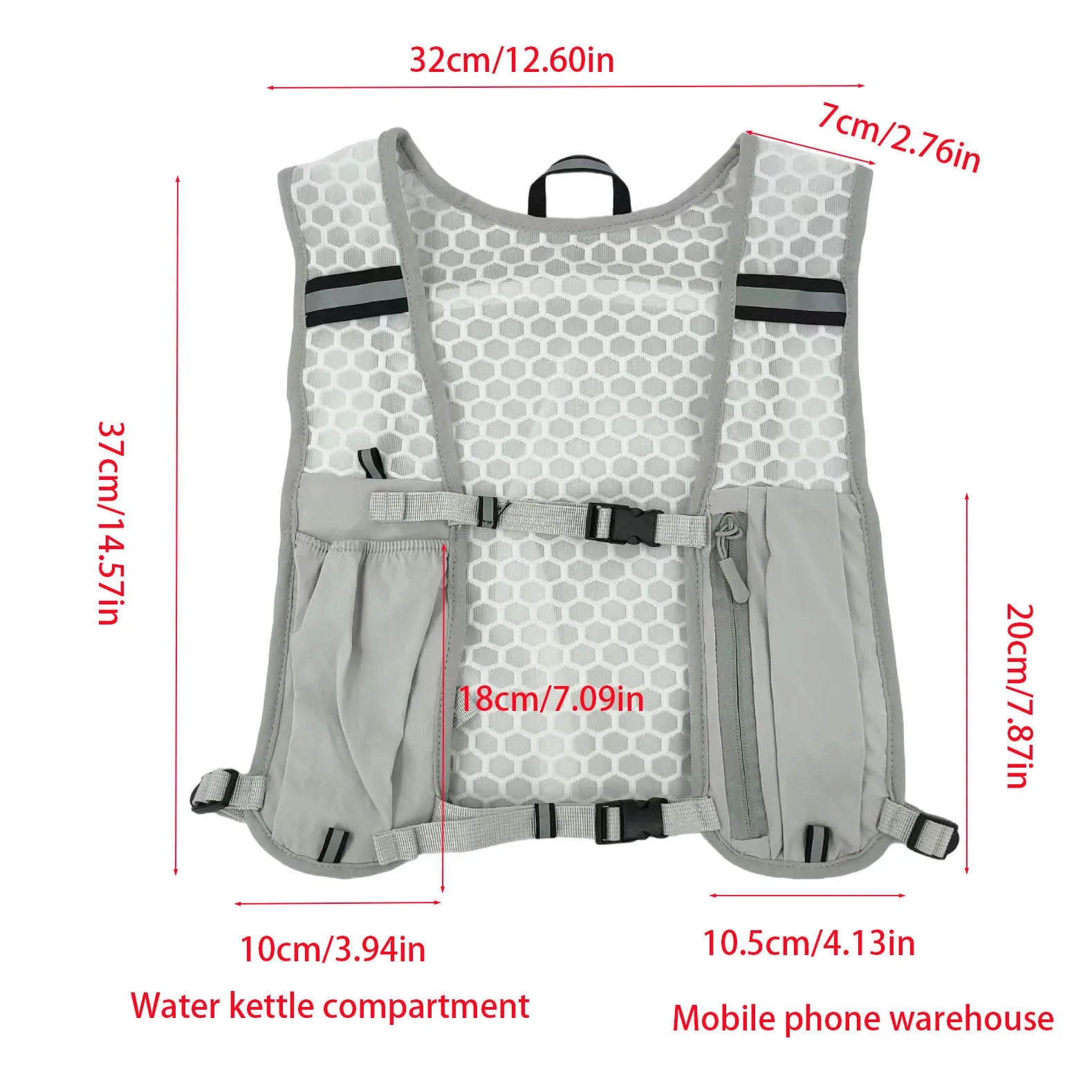 Gilet Running Réfléchissant Léger — Poche Téléphone & Hydratation