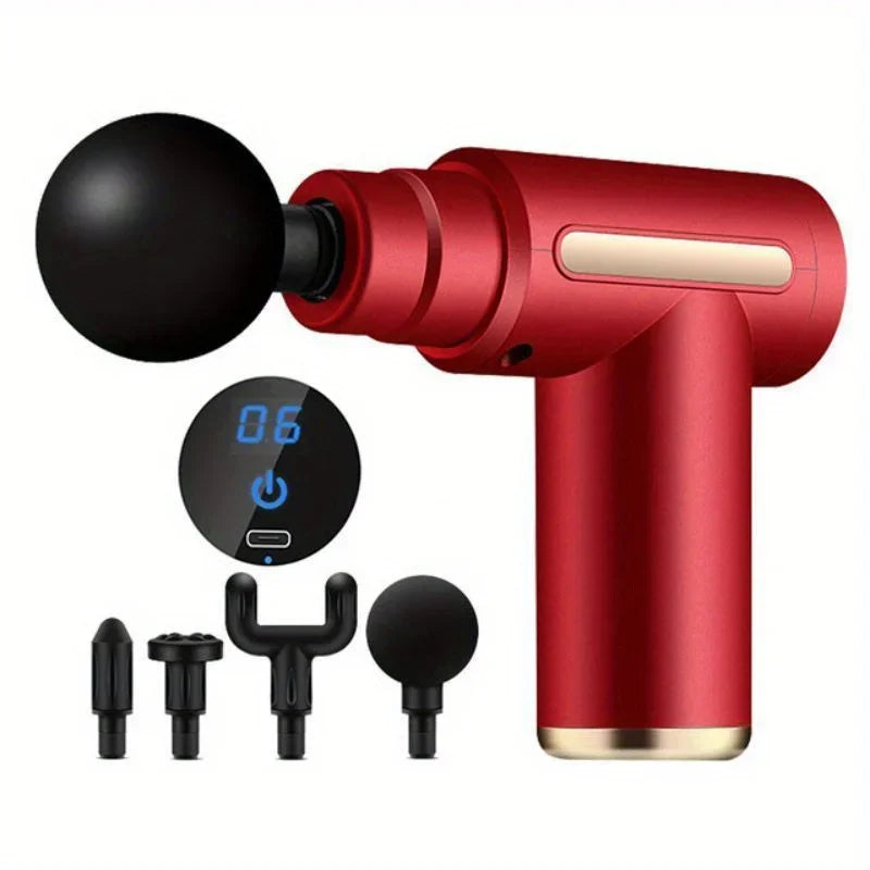 Pistolet de Massage Fascial OREADEX — Écran LED Tactile & 4 Têtes Interchangeables