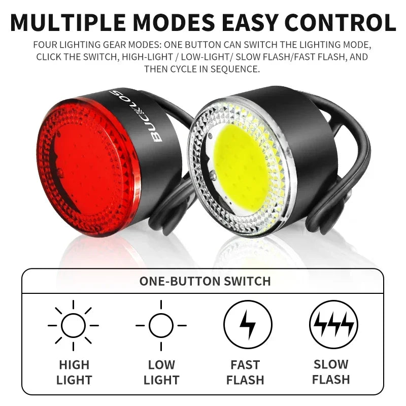 Kit Éclairage Vélo COB BUCKLOS 500lm — USB Rechargeable Waterproof IPX5