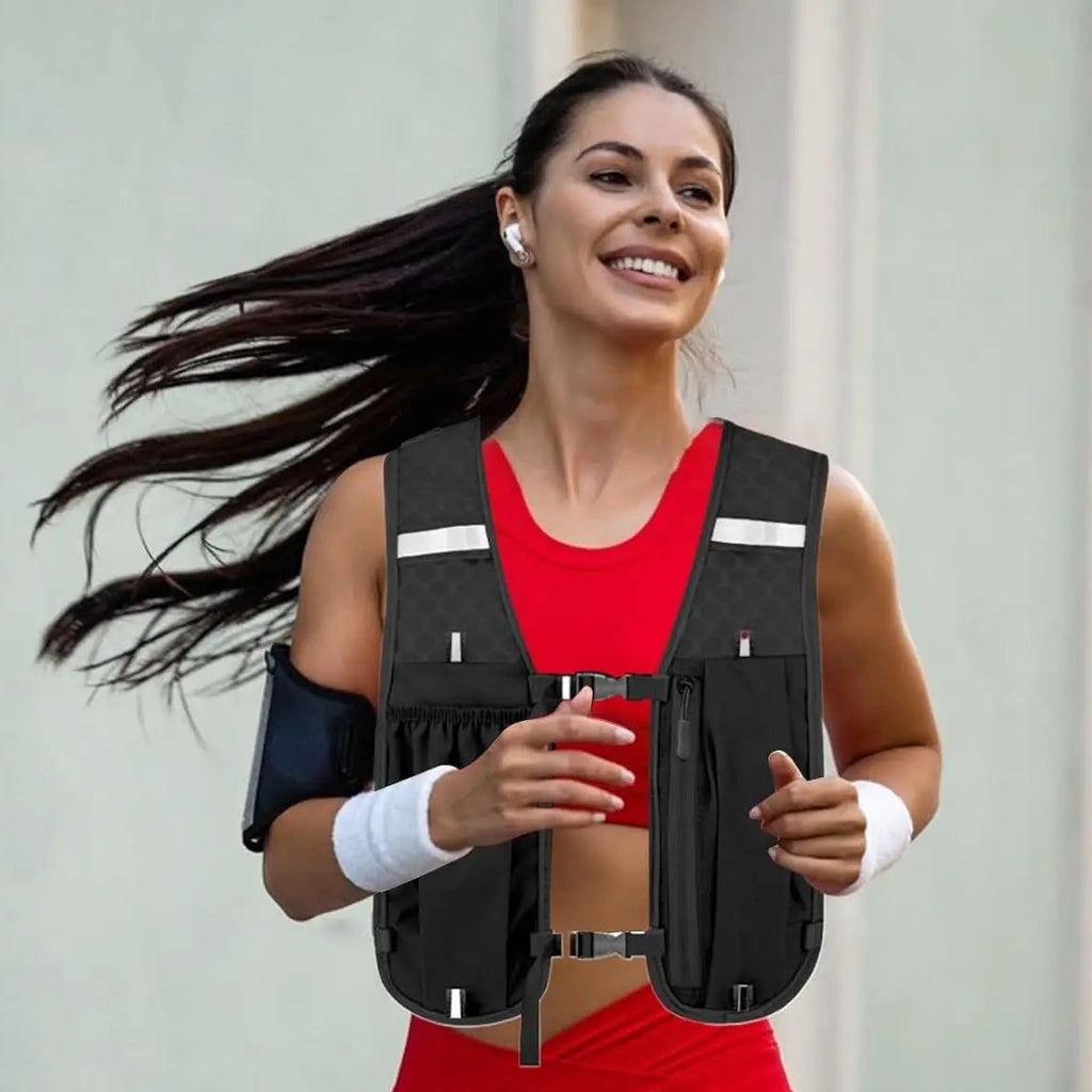 Gilet Running Réfléchissant Léger — Poche Téléphone & Hydratation