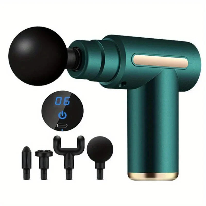 Pistolet de Massage Fascial OREADEX — Écran LED Tactile & 4 Têtes Interchangeables