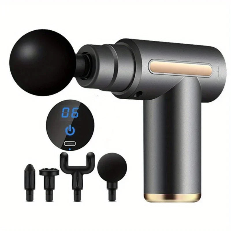 Pistolet de Massage Fascial OREADEX — Écran LED Tactile & 4 Têtes Interchangeables