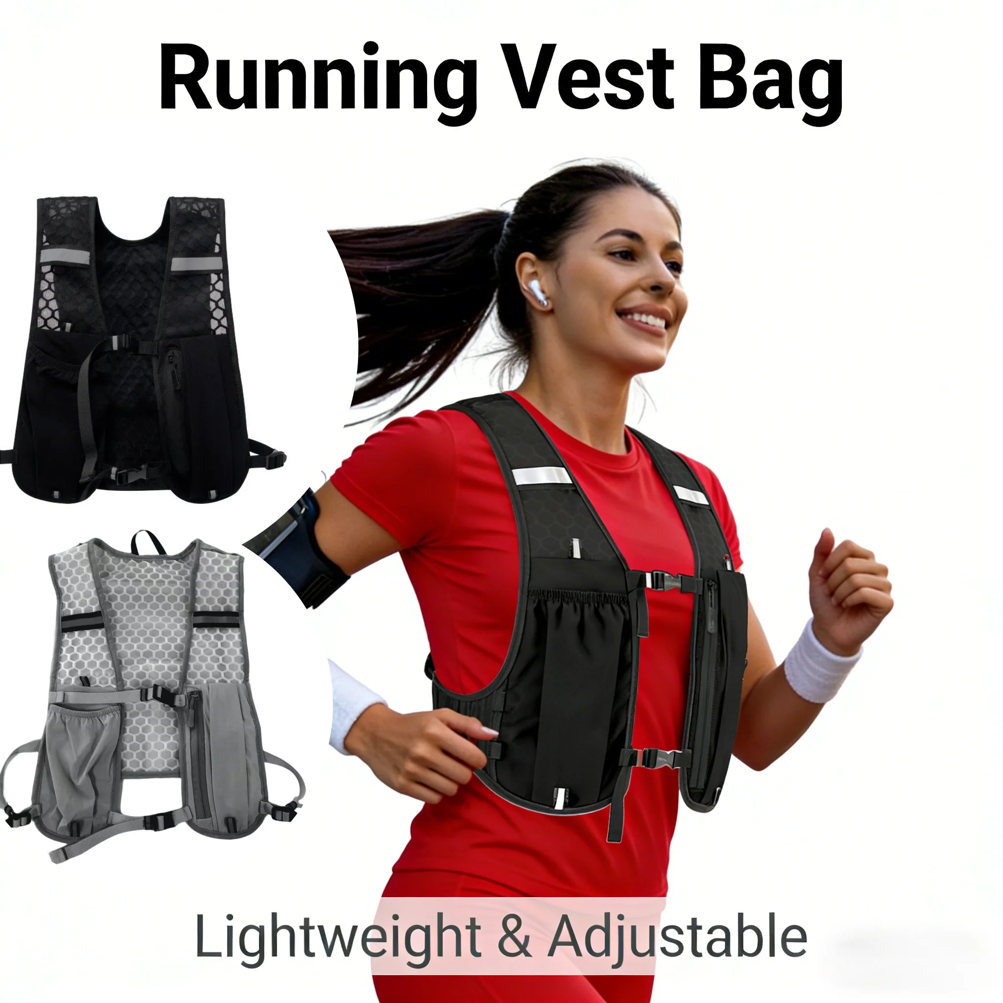 Gilet Running Réfléchissant Léger — Poche Téléphone & Hydratation