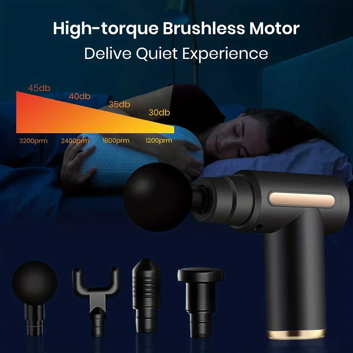 Pistolet de Massage Fascial OREADEX — Écran LED Tactile & 4 Têtes Interchangeables