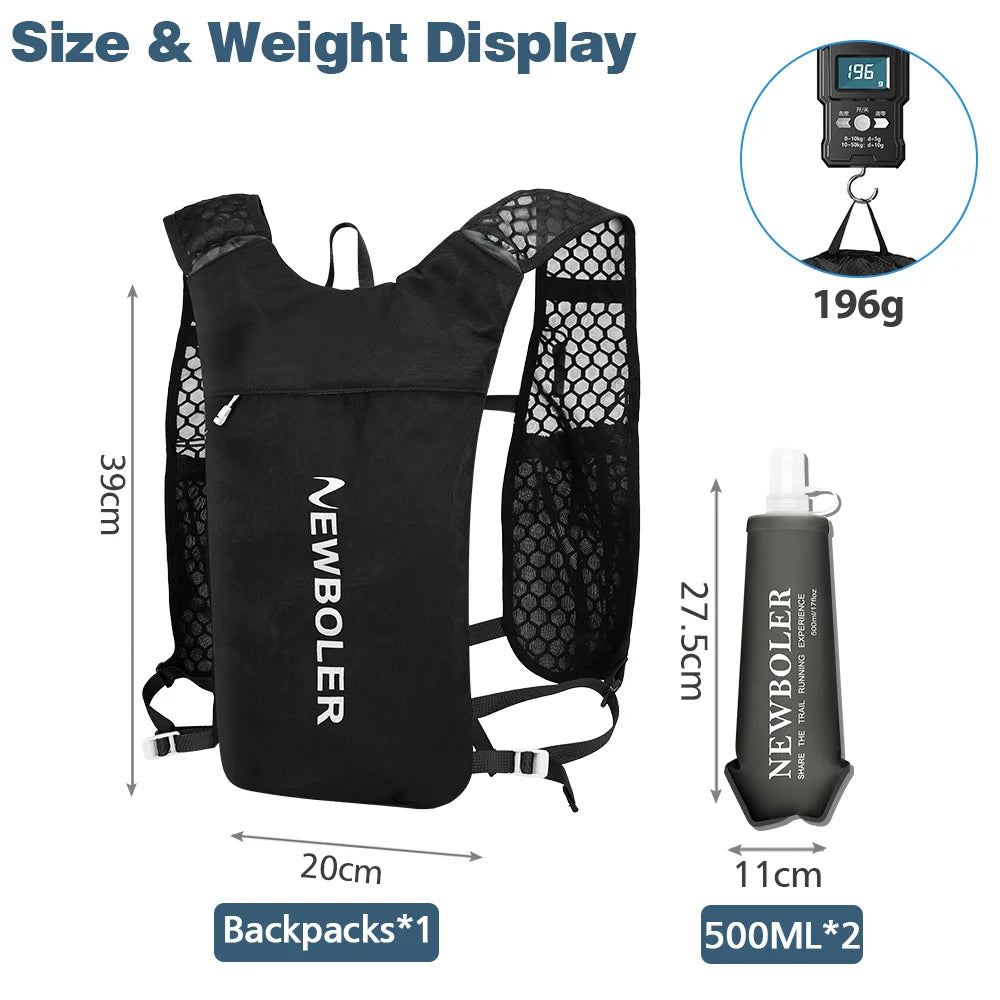 Sac d'Hydratation Trail Running NEWBOLER — 196g Ultra-Léger avec Bouteille TPU