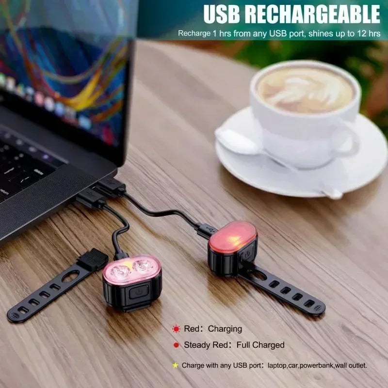 Kit Éclairage Vélo BUCKLOS Rechargeable — Phare & Féu Arrière LED Waterproof IPX5