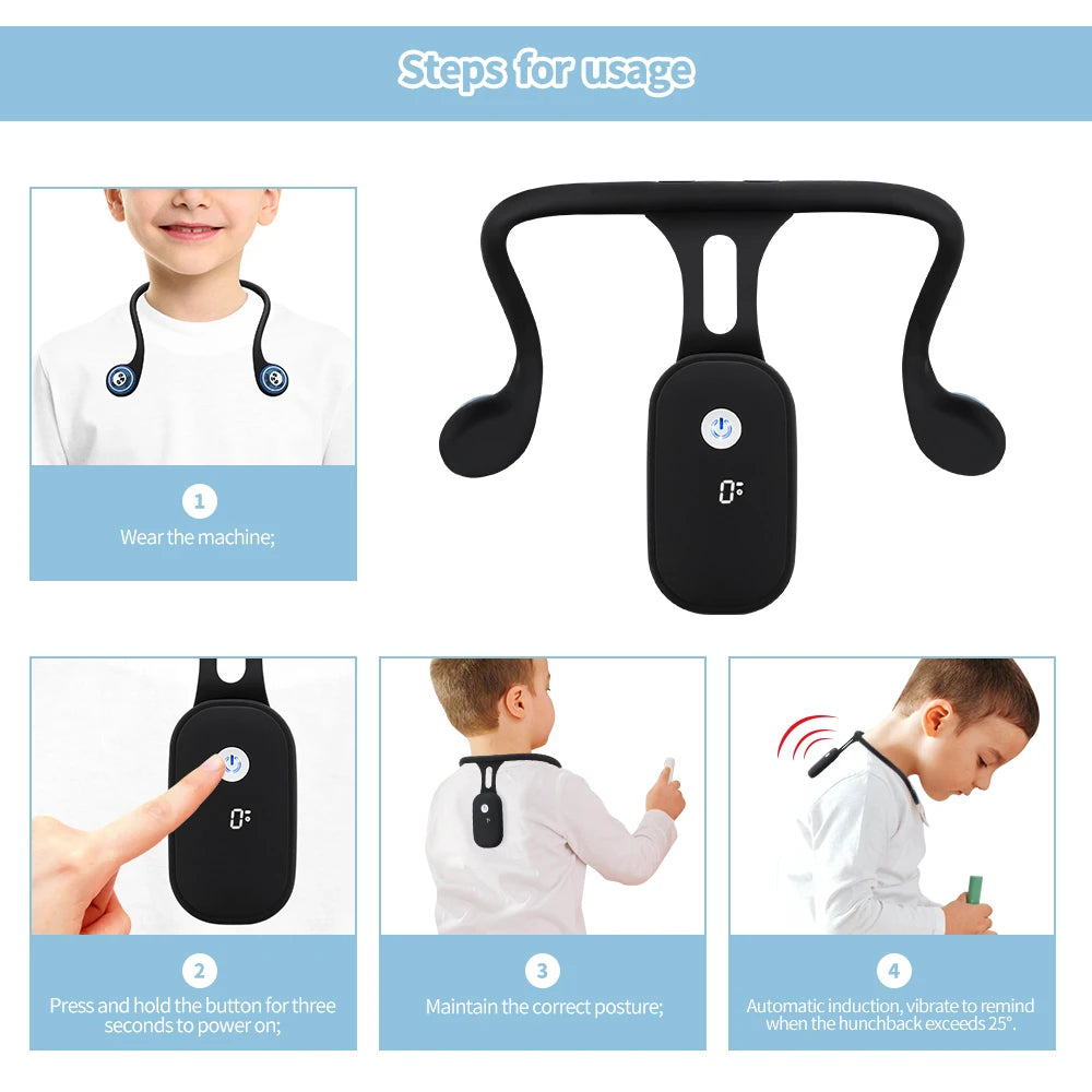 Correcteur de Posture Intelligent Hailicare — Rappel par Vibration Dos & Cou Adulte & Enfant