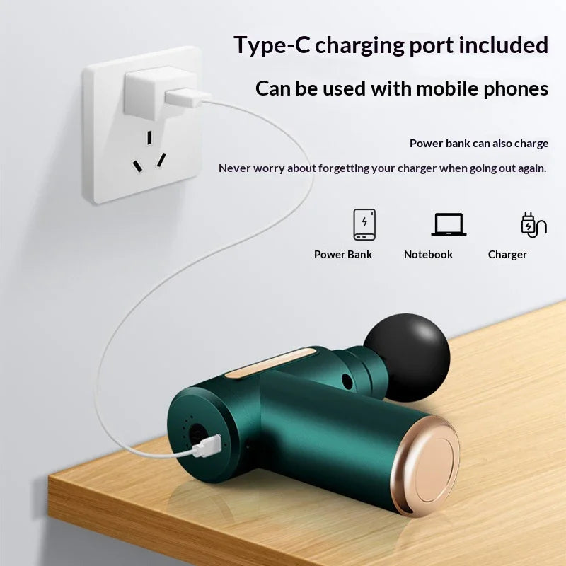 Mini Pistolet de Massage Portable USB — Léger & Rechargeable, 4 Couleurs