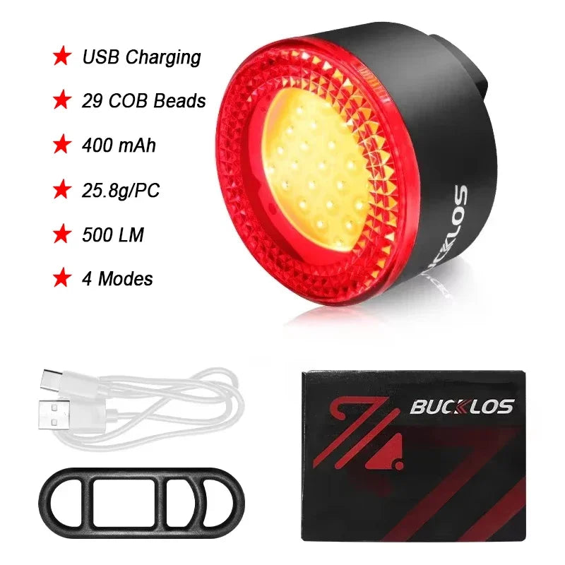 Kit Éclairage Vélo BUCKLOS LED COB — Phare 1100mAh & Féu Arrière 350mAh IPX6
